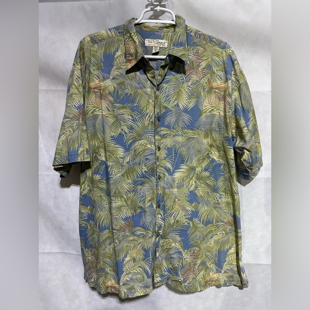 Tori Richard Honolulu Hawaiian Button Up Shirt Men’s XL Palm All Over Print USA